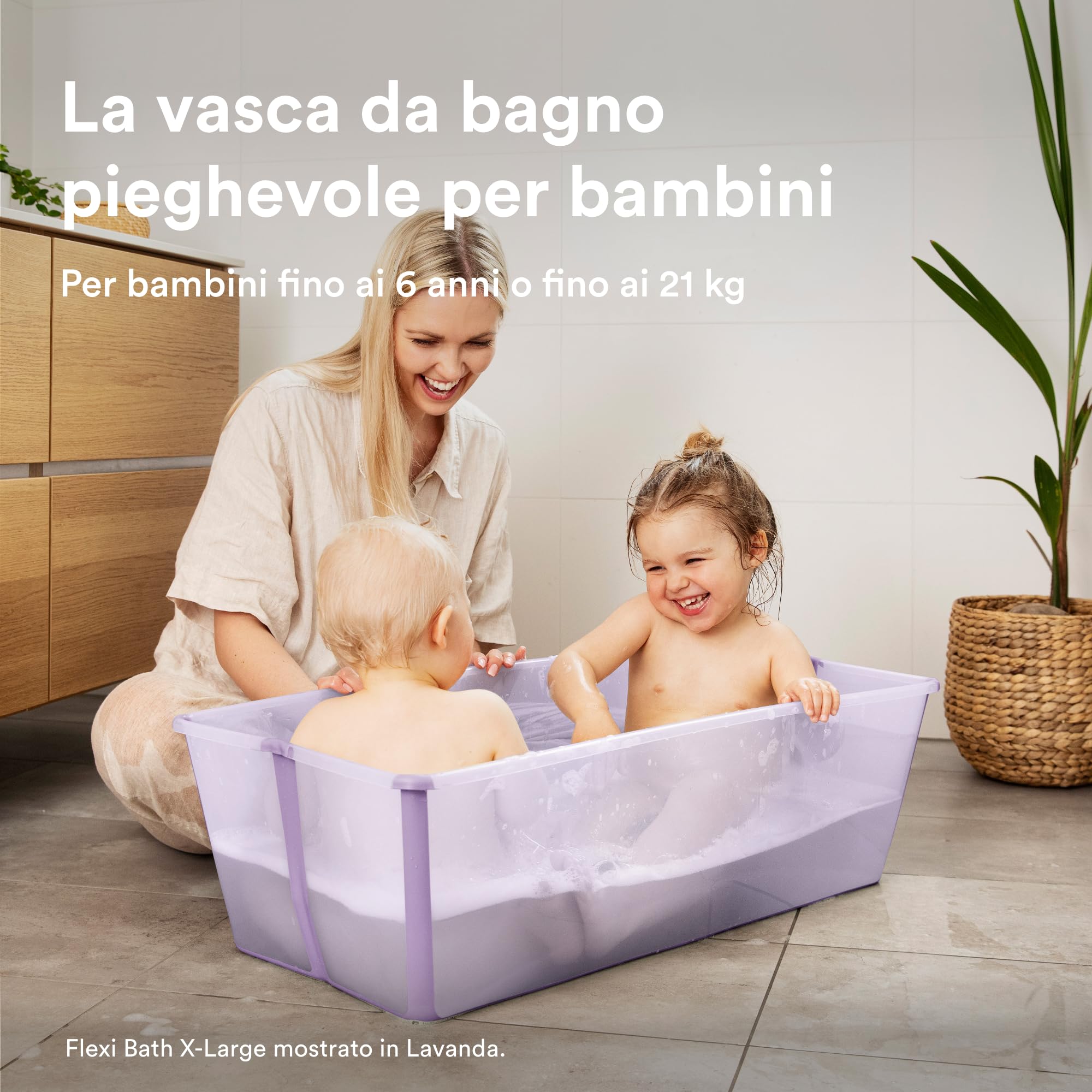 Stokke Flexi Bath X-Large, Bianco - Vaschetta pieghevole spaziosa - Leggera e Facile da conservare - Comoda da usare a casa o in viaggio - Ideale per età 0-6 anni