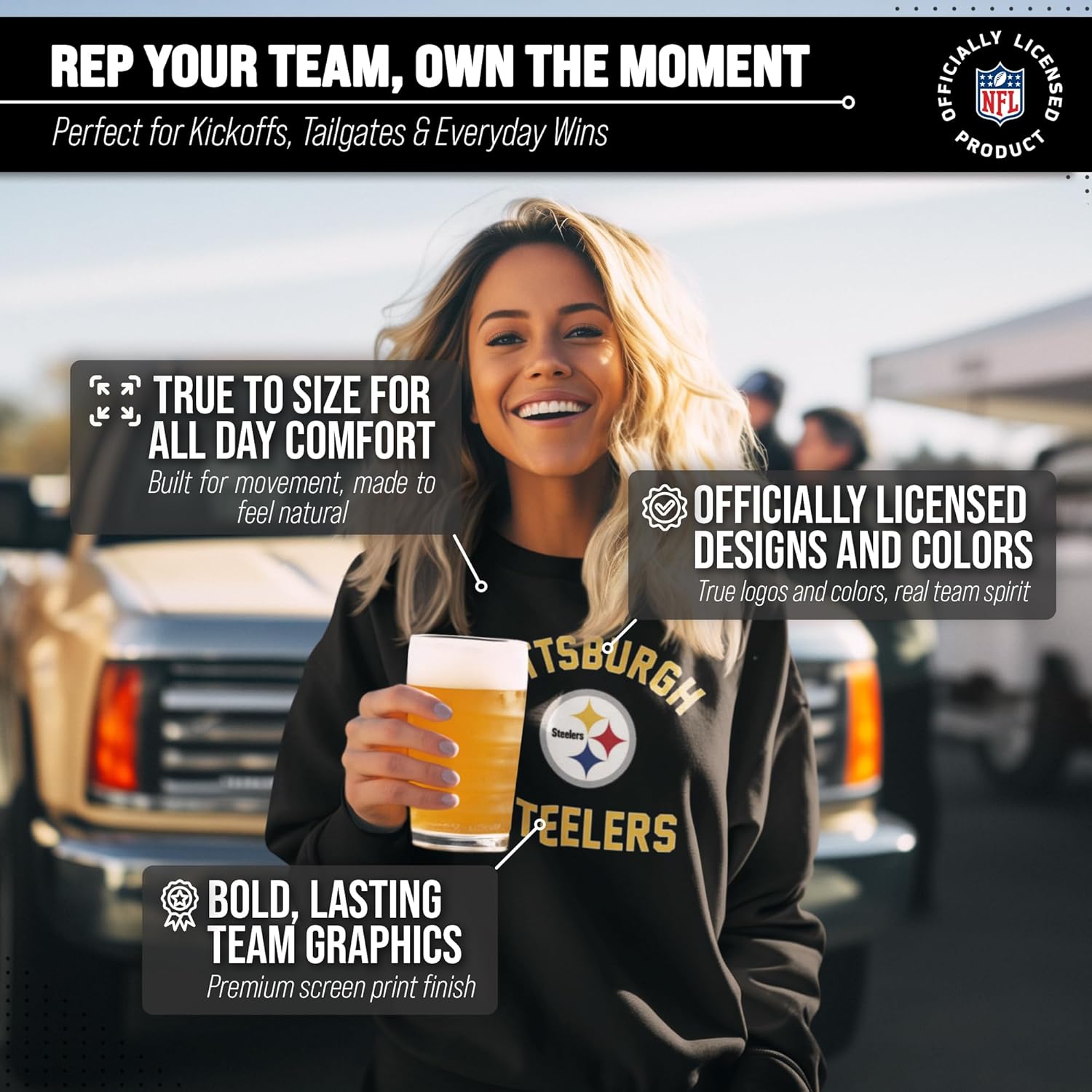 Team Fan Apparel NFL Adult Gameday Football Crewneck Sweatshirt - Cotton Blend - Stay warm, comfortable & stylish on game day