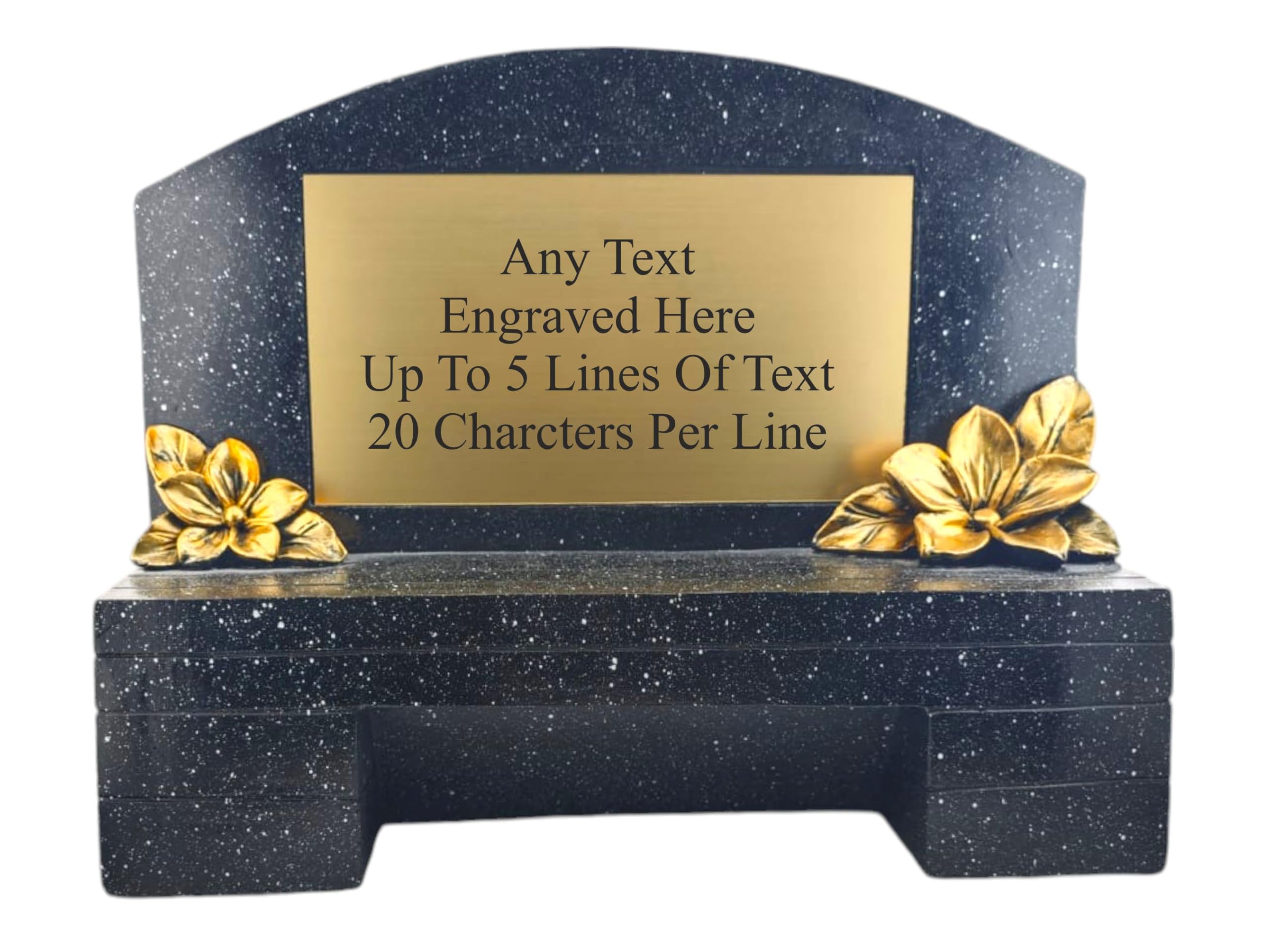 1stclassgifts [Custom] Personalised Engraved Large Memorial Bench With Engraved Plaque Grave Marker Available In White or Black (Black With Gold Plate)