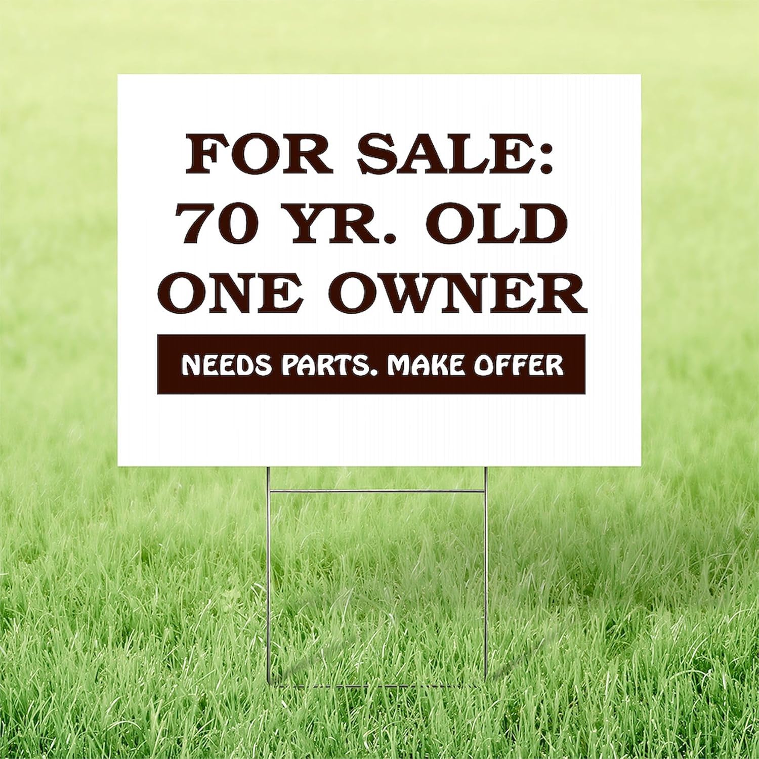 CafePress For Sale 70 Year Old Birthday Yard Sign, Vinyl Lawn Sign, 22" w x 18" h