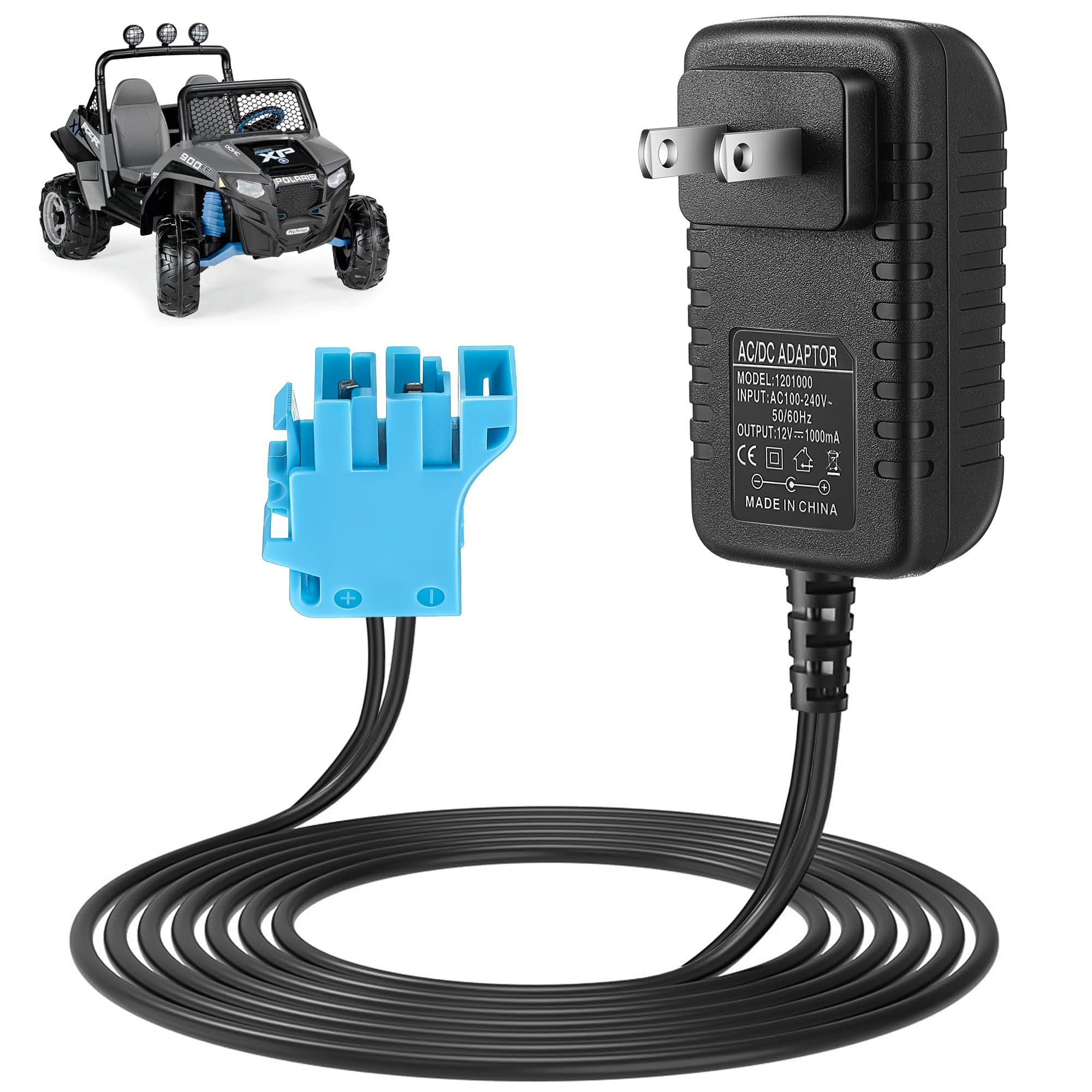 Dunkive 12V Charger Compatible with Peg Perego 12 Volt Battery Charger Replacement, 12V Battery Charger with LED Charging Indicator, Easy to Operate for Ride On Toys