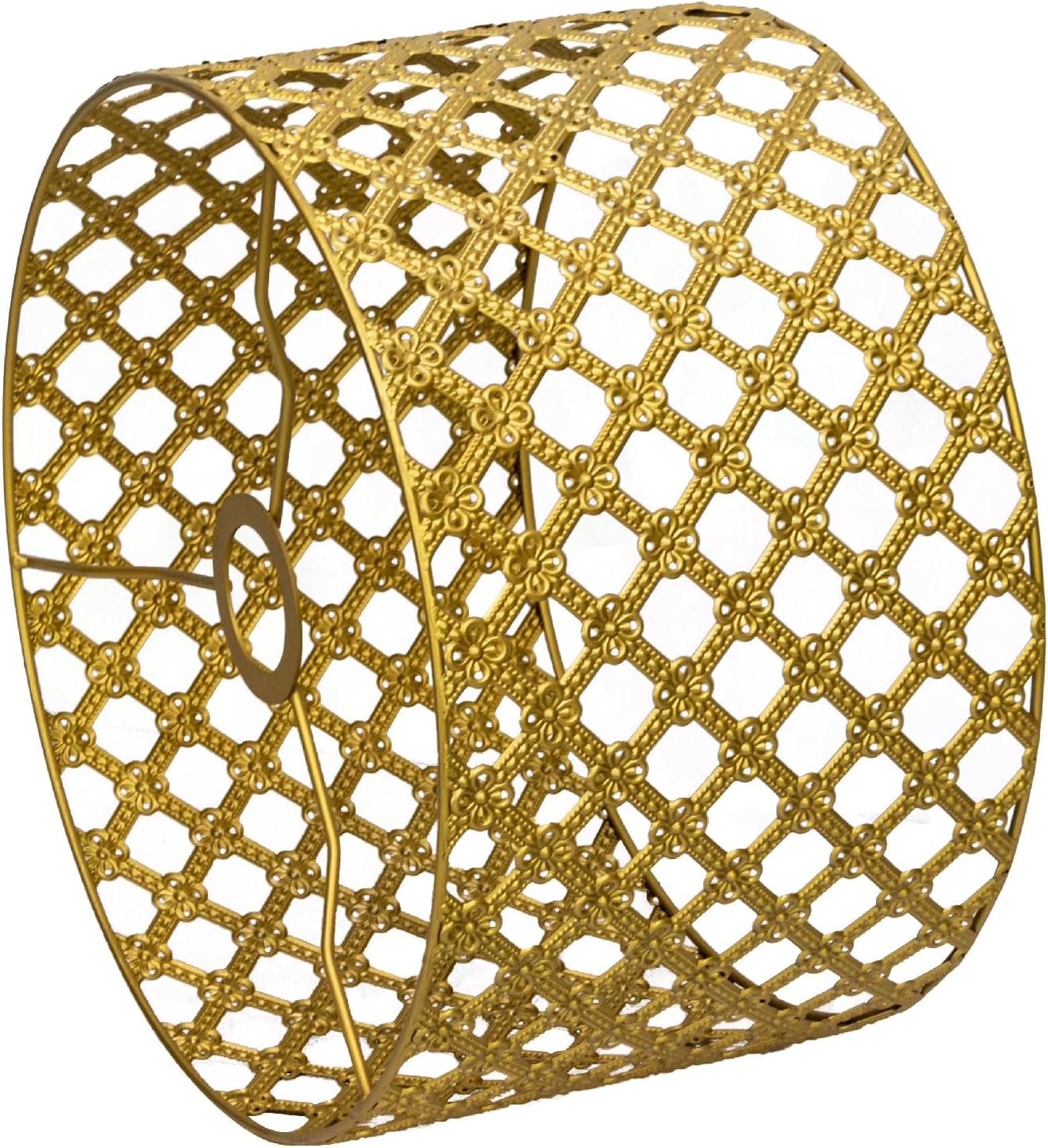 Drum lamp shades Gold metal shade,Hollow-out design Hand-crafted, Replacement shades For Floor,Chandelier,Table Living Room Bedroom Pendant lampshade(Flower）