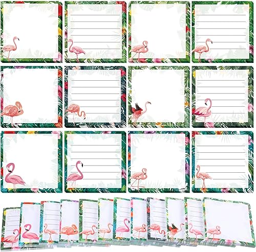 Handepo Paquete de 12 notas adhesivas de flamenco a granel para lista de tareas pequeñas, divertidos y lindos animales, suministros para regalos de