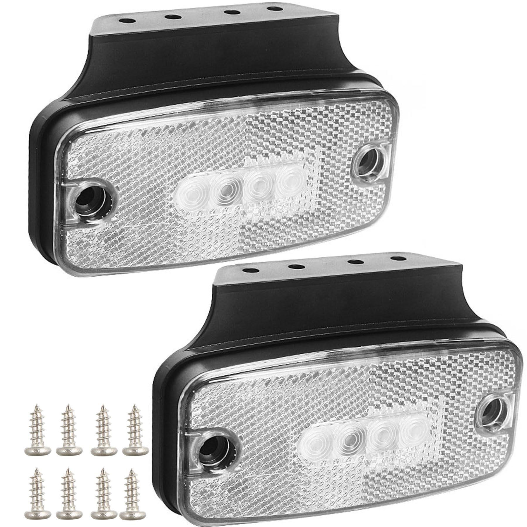 AGRISHOP 2X Seitenmarkierungsleuchte -Begrenzungsleuchte Weiß LED mit Unterstützung Wohnwagen Positionsleuchten12V 24V Umrissleuchten Anhänger Rückleuchten