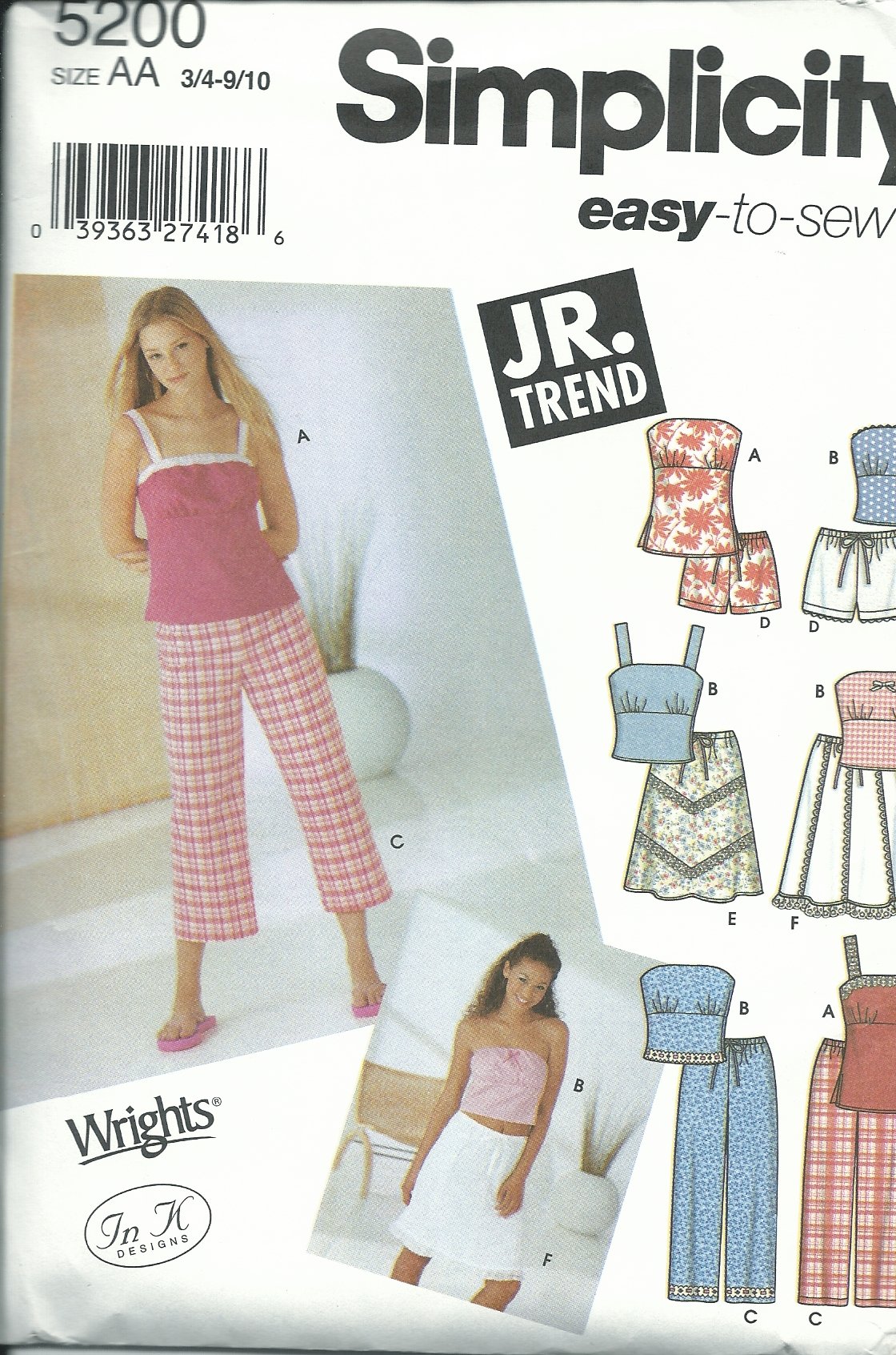 Patron de couture Simplicity 5200AA ensembles Jr Trend In K