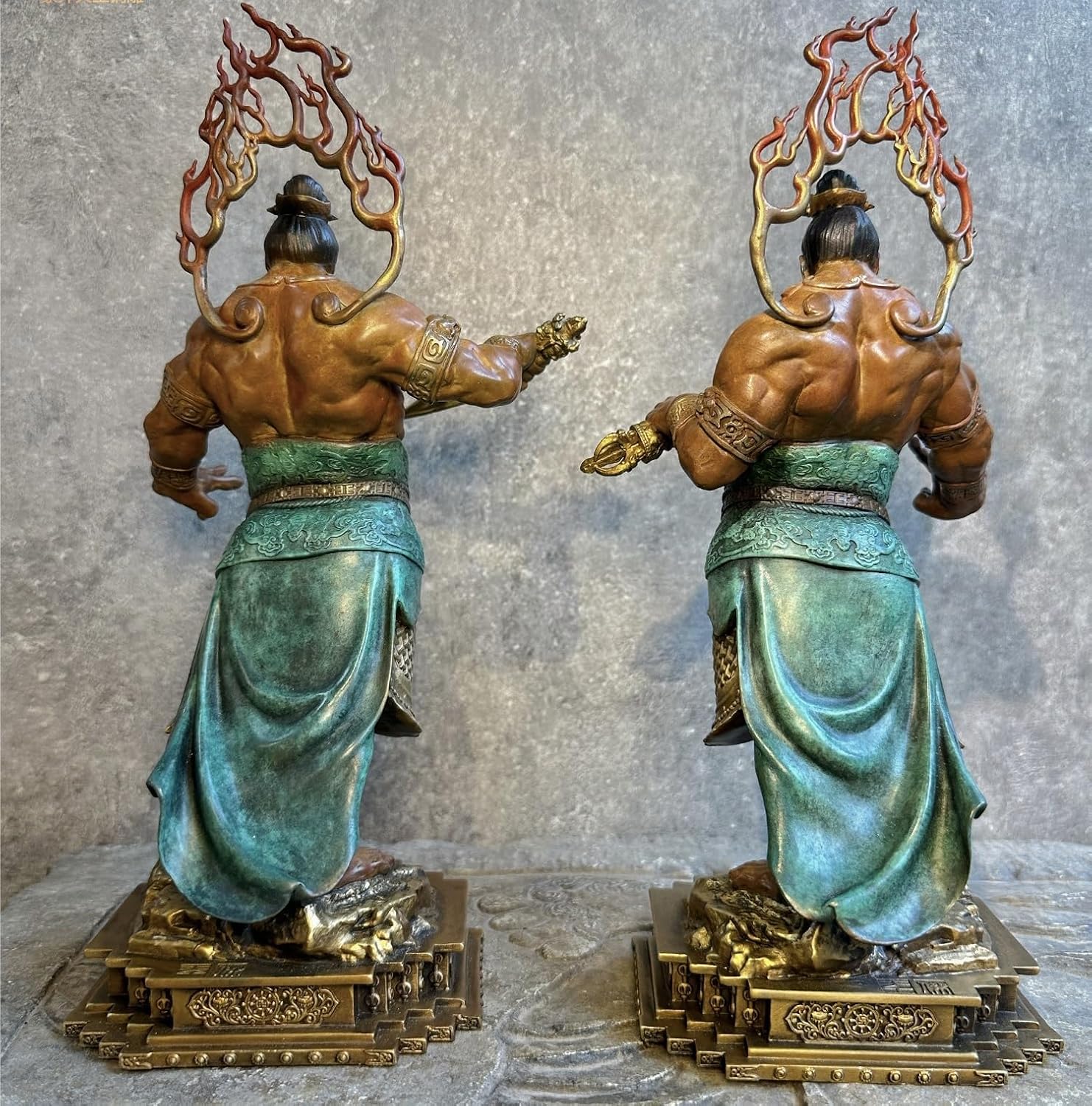 木彫 金剛力士像 仁王像 阿形 吽形 一対 仏教美術 金箔細工一木彫