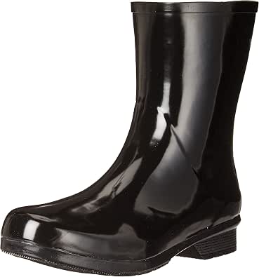 Chooka Women's Mid Rain Boots - Polished Drybrush Pattern - Waterproof Rubber Boots - Black/White/Grey - View #6