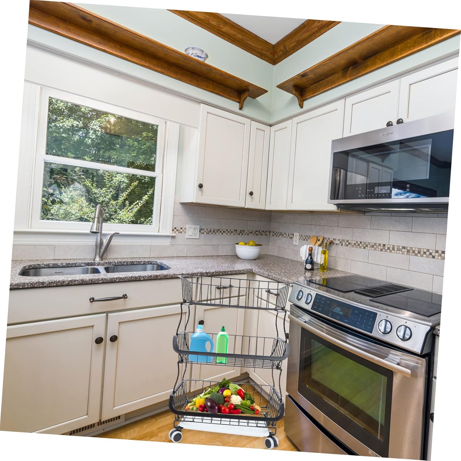 PRETYZOOM Multi-Purpose Kitchen Cart Storage Shelves Slim Rolling Cart Utility Storage for Kitchen