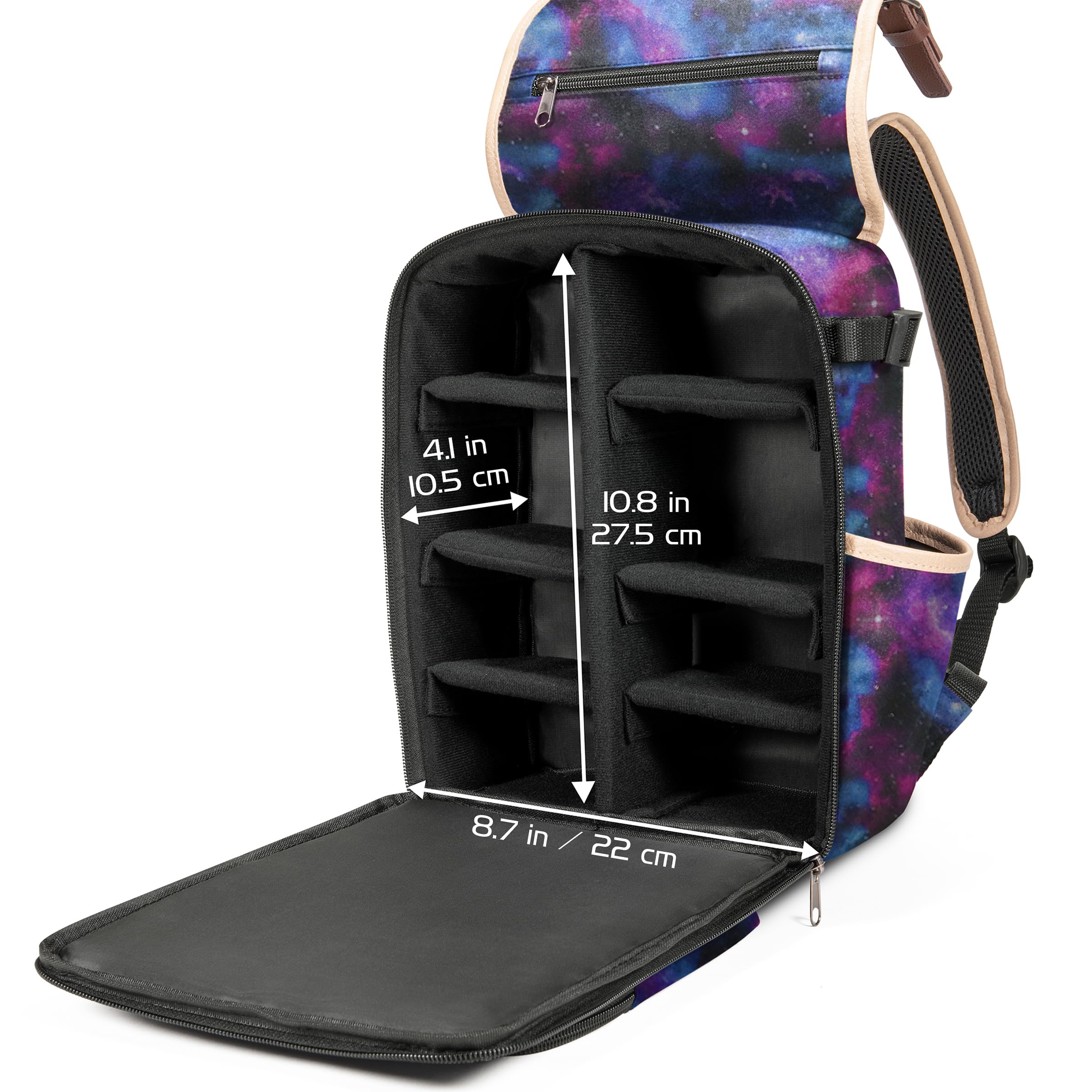 ENHANCE Edición Diseñadores Mochila Compacta MTG - Interior Personalizable, Magic the Gathering, Lorcana y mas, Bolsillo Accesorios Dados, Sobres Booster y Contadores, Bolsillo Playmat (Galaxia)