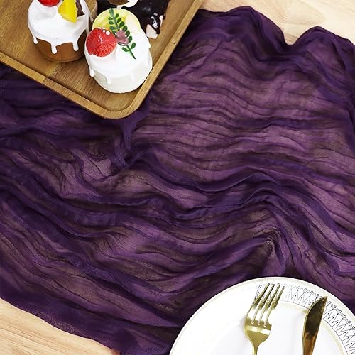 Miniatura 8 de MODFUNS Camino de mesa de gasa de durazno de 160 pulgadas de largo, de algodón, para mesas de gasa bohemia transparente para mesas, elegante