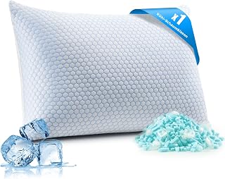 UNIKOME Kühlendes Kopfkissen 50x70CM, Memory Foam Kissen Doppelseitiger, Cooling Pillow Kalt/Warm Abnehmbar, Blau für Sommer/Herbst, Weiß für Winter/Frühling, Oeko-Tex
