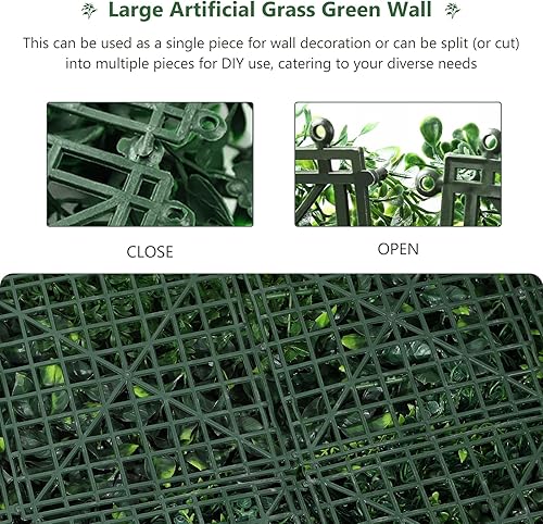 Miniatura 7 de ANMINY 16 paneles de pared de césped artificial de 10 x 10 pulgadas, telón de fondo de pared de 11 pies cuadrados gruesos de alta densidad, seto de