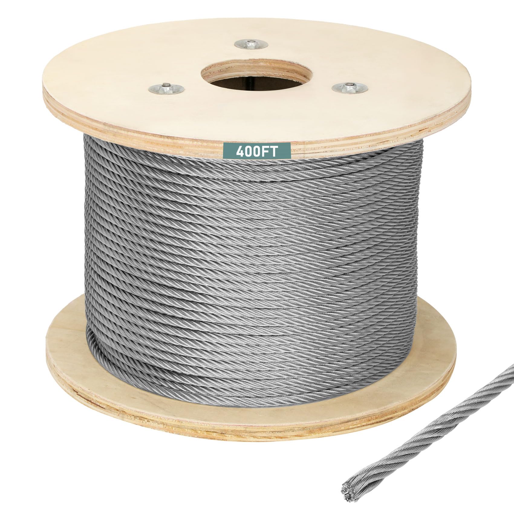 Cuerda de alambre, cuerda de alambre 1/4, cable de acero inoxidable 304, 400FT