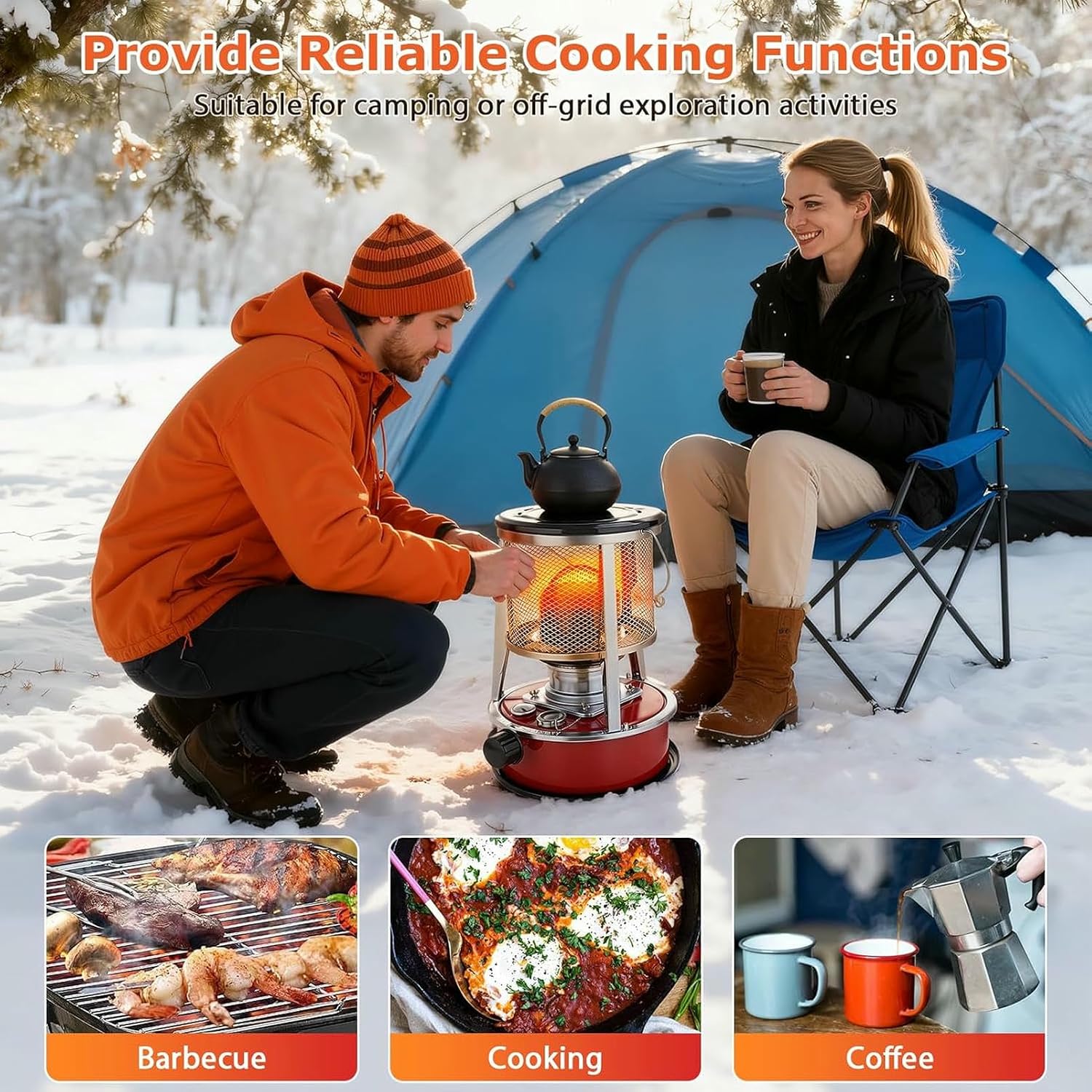 Kerosene Heater, 9000 BTU Non Electric Heaters, 4.6 L Fuel Tank Portable Emergency Heater Suitable for outdoor camping with Carry Handle