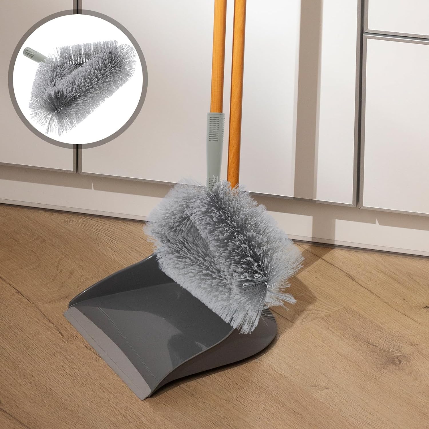Generic Soft Long Fiber Broom Head Replacement for Floor and Wall Cleaning, Round Sweeping Brush Head for High Corners, Dust Removal Tool for Home and Commercial Use