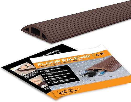 Simple Cord - Cubierta de cable de 4 pies, kit de organización de cables de suelo para uso en interiores o exteriores, canaleta de cables de 3