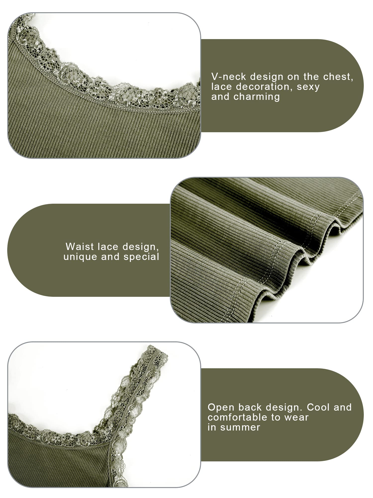 Sintege 3 Pcs Women's Lace Patchwork Tank Top Lace Camisole Tank Sleeveless Cami Crop Lacework Trim Y2k Tops