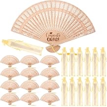 24 Set Congrats Grad Fans, 2026 Graduation Favors for Guests Wooden Folding Hand Fans with Organza Bags Elegant Graduation Party Gifts for Class of 2026 Party Decorations Keepsakes