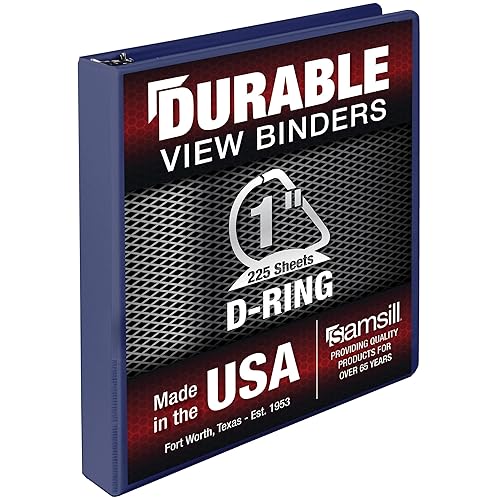 Vista 76 de Samsill Carpeta duradera de 3 anillos de 1 pulgada, fabricada en Estados Unidos, carpeta de anillos en D, cubierta transparente personalizable