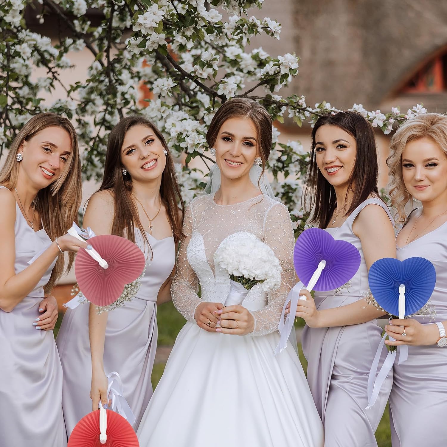 PATIKIL Heart Shape Paper Hand Fans, 20 Pack Bulk Folding Fan Handheld with Plastic Fan Handles for Wedding Party Decoration Birthday Guest Favors DIY Supplies, Purple