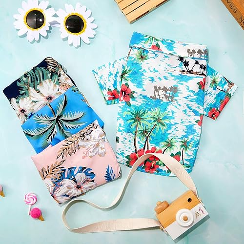 Miniatura 5 de 4 camisas hawaianas para perros con estampado de árbol de coco, camisetas para mascotas, ropa para perros y gatos pequeños a medianos (M)