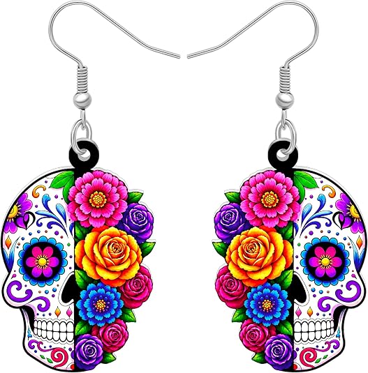 Acrylic Sugar Skull Earrings for Women