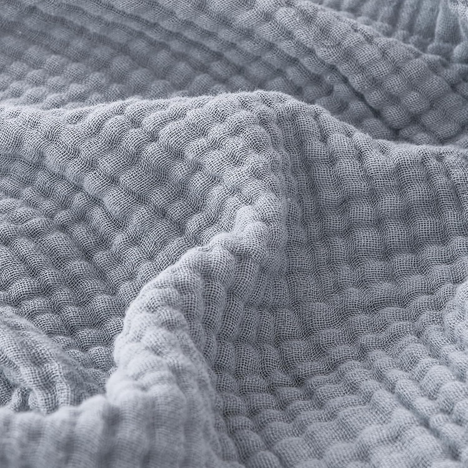 EMME Muslin Blankets for Adults Dusty Blue Small Blanket 40" x 50" | Throw Blanket for Couch Breathable Gauze Soft Lightweight Airy Light