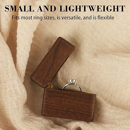 Miniatura 5 de Caja de madera para anillos de compromiso para propuesta, regalo para el día de la boda, caja de almacenamiento de anillo de regalo de compromiso