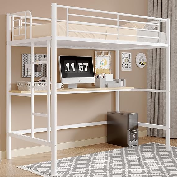 VECELO Loft Bed Twin Size with Desk