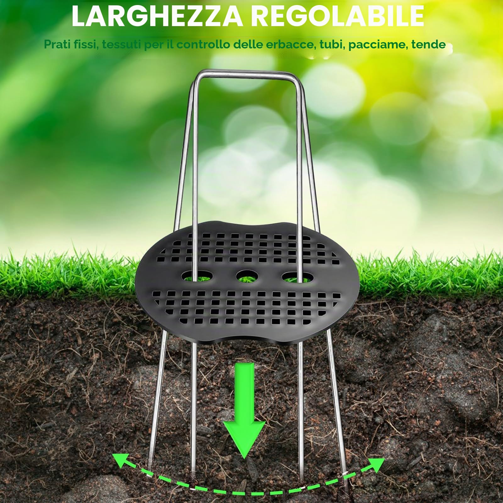 Picchetti Giardino, Picchetti Telo Pacciamatura, 100 Unità + 100 Rondelle +1 Gancio, 150x30x3mm, Da Campeggio, Tenda, in Acciaio, Erba Artificiale, Fissaggio per Campeggio