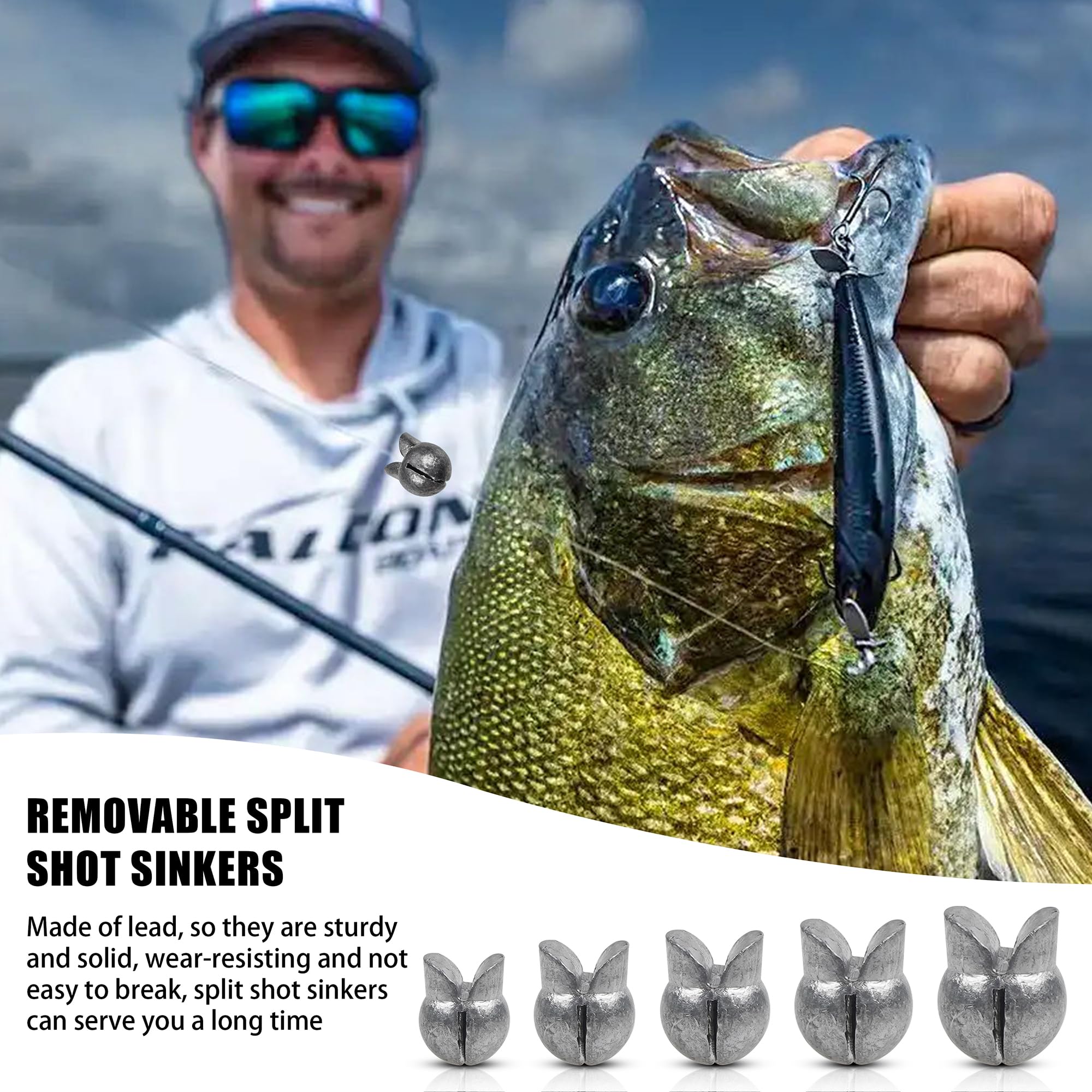 Paquete de 100 plomos de pesca extraíbles con caja de aparejos, plomos redondos para pesca de huevos, peso de plomo, peso de clip, pesca de lubina en agua dulce (3 g, 100 paquetes)
