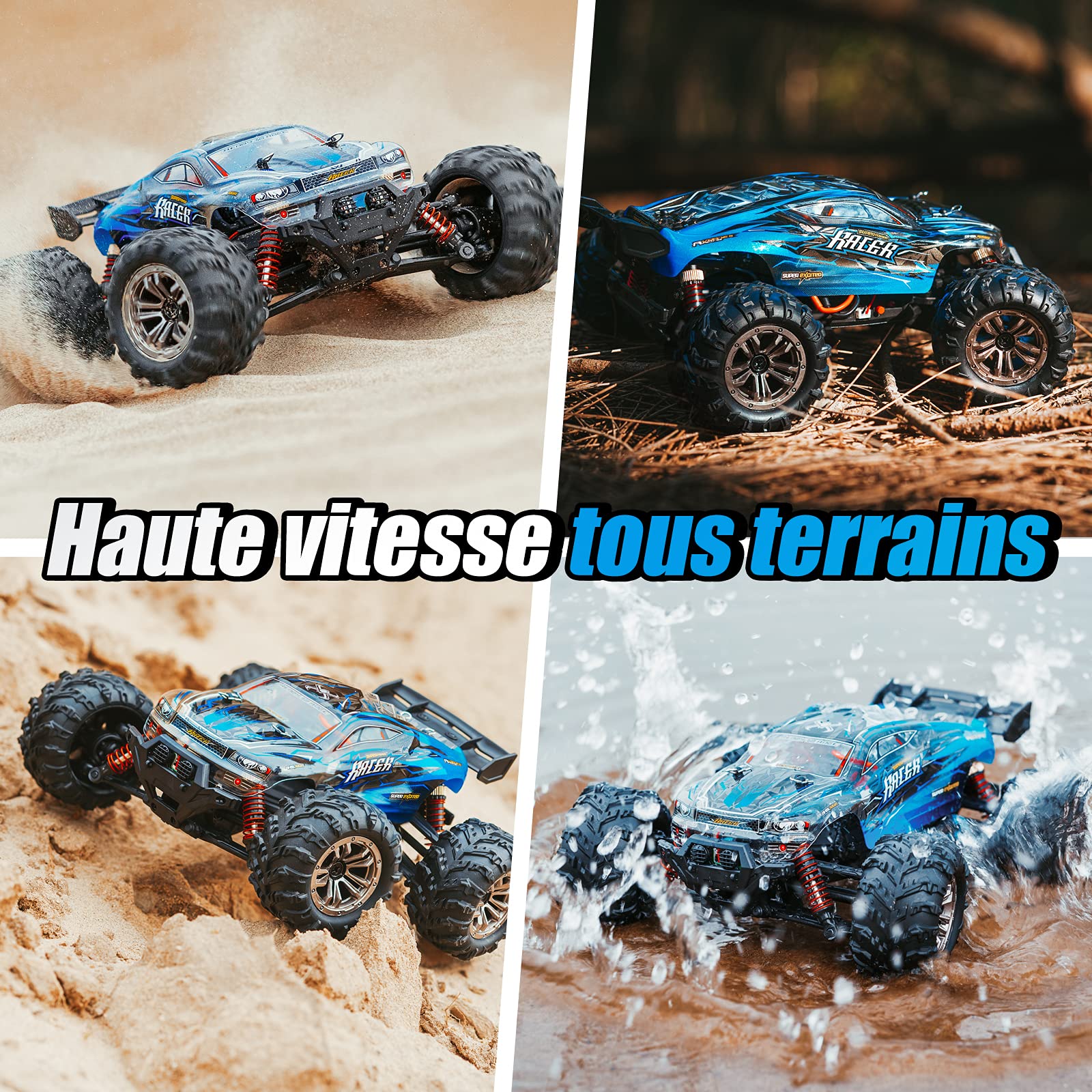 YONCHER YC100 Voiture Télécommandée, RC Voiture Tout Terrain 1:20 4WD 36km/h, Camion Telecommande à Grande Vitesse, 2.4GHz Crawlers RC avec 2 Piles 50min+ Temps de Jeu pour Adultes Enfants