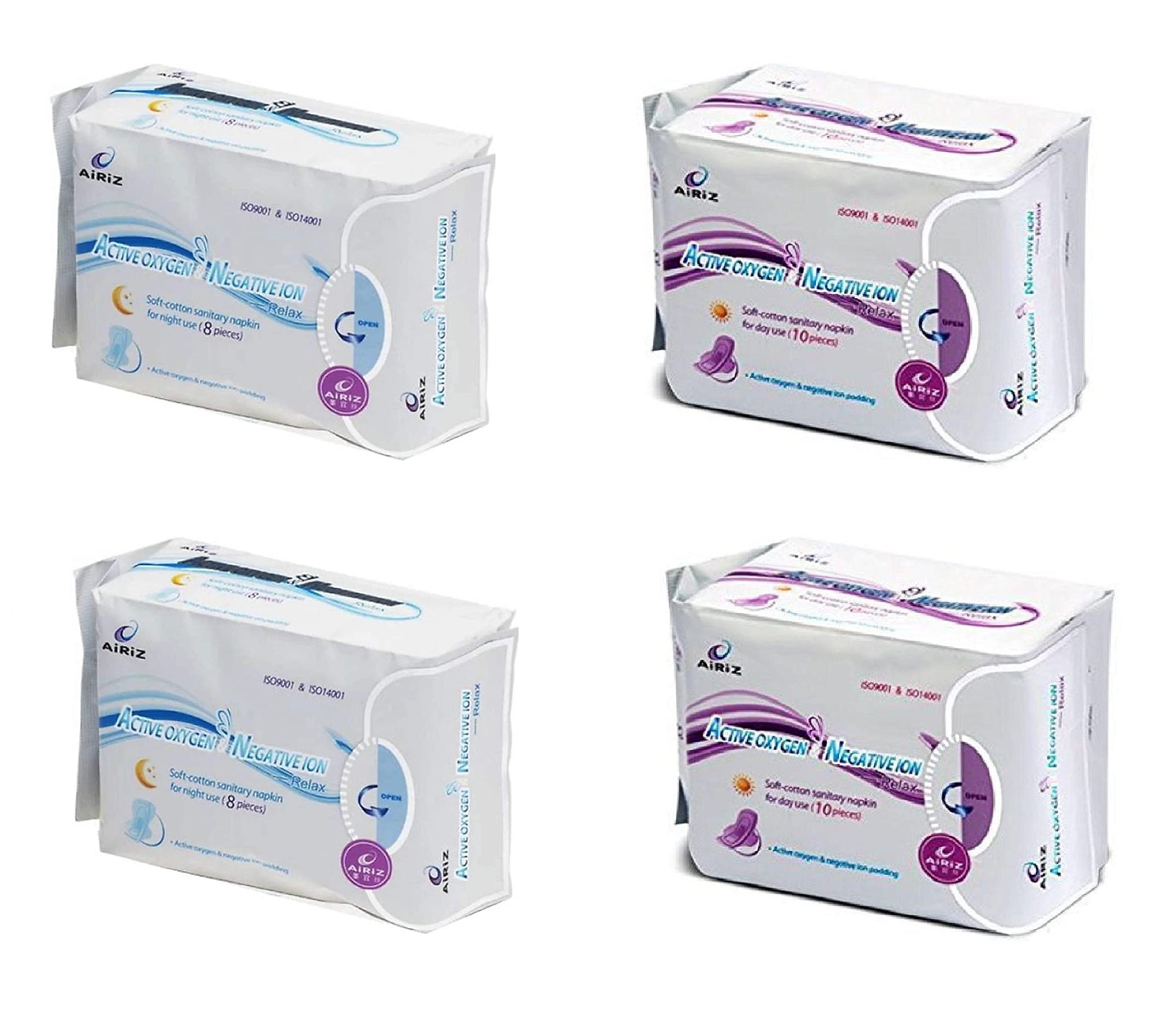 AIRIZ Combo Pack :: Soft-Cotton Sanitary Pads With Wings :: 16 Pads For Night Use (280Mm) + 20 Pads For Day Use (240Mm)