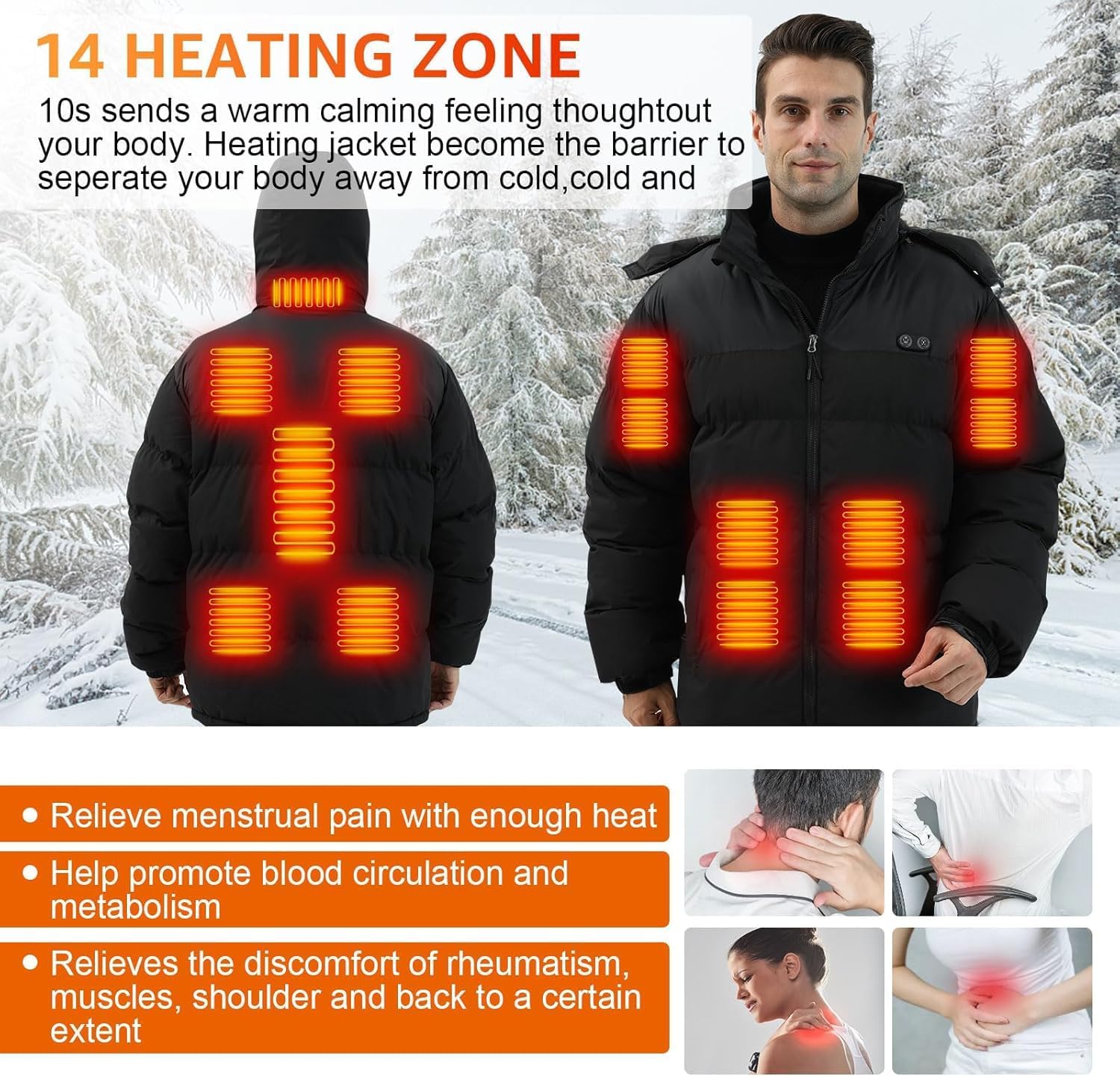 Heated Jacket,Heated Jackets for men,Mens heated jacket,7.4V Heated jacket with battery pack included Heated coat - Image 2