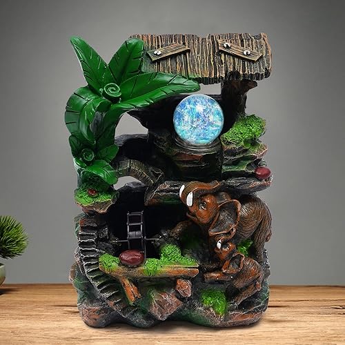 Vista 78 de Indoor Waterfall Fountain Tabletop Fountains with LED Lights,with Rolling Ball Atomizer,Lighted Illuminated Waterfall Indoor Small Rockery Desktop