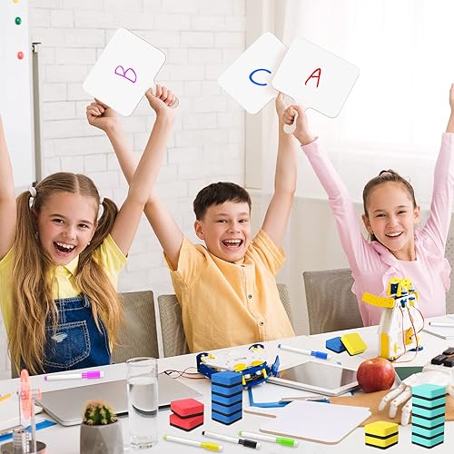 Miniatura 4 de Harloon Juego de 72 paletas de respuesta de borrado en seco de 7.8 x 9.8 pulgadas, 24 tablas de respuestas de madera, paletas de borrado en seco con