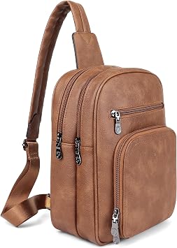 FADEON Sling Bags for Women Crossbody Bag, Designer PU Leather Sling Purse | Multi-Pocket Packs with Card Slot Purse, Storage Pockets to Organize Small Items for Daily, Shopping and Short Trips
