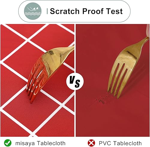 Miniatura 3 de misaya Mantel rectangular de tela impermeable, mantel de poliéster a prueba de manchas, lavable para comedor, cocina, exterior (60 x 84 pulgadas,