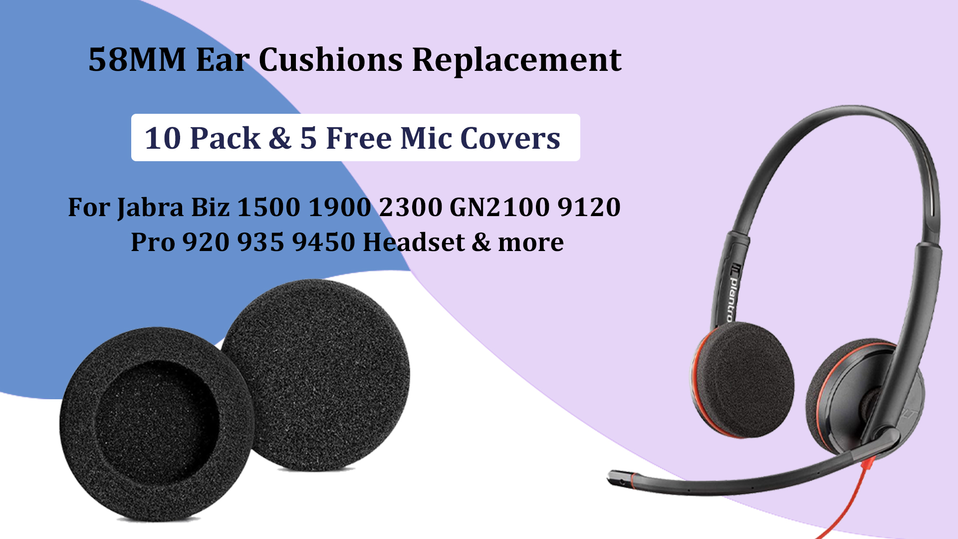 Coussinets D'oreille Remplacement Pour Casque Jabra Et Plantronics - Lot De 6 Pièces + Housses Micro