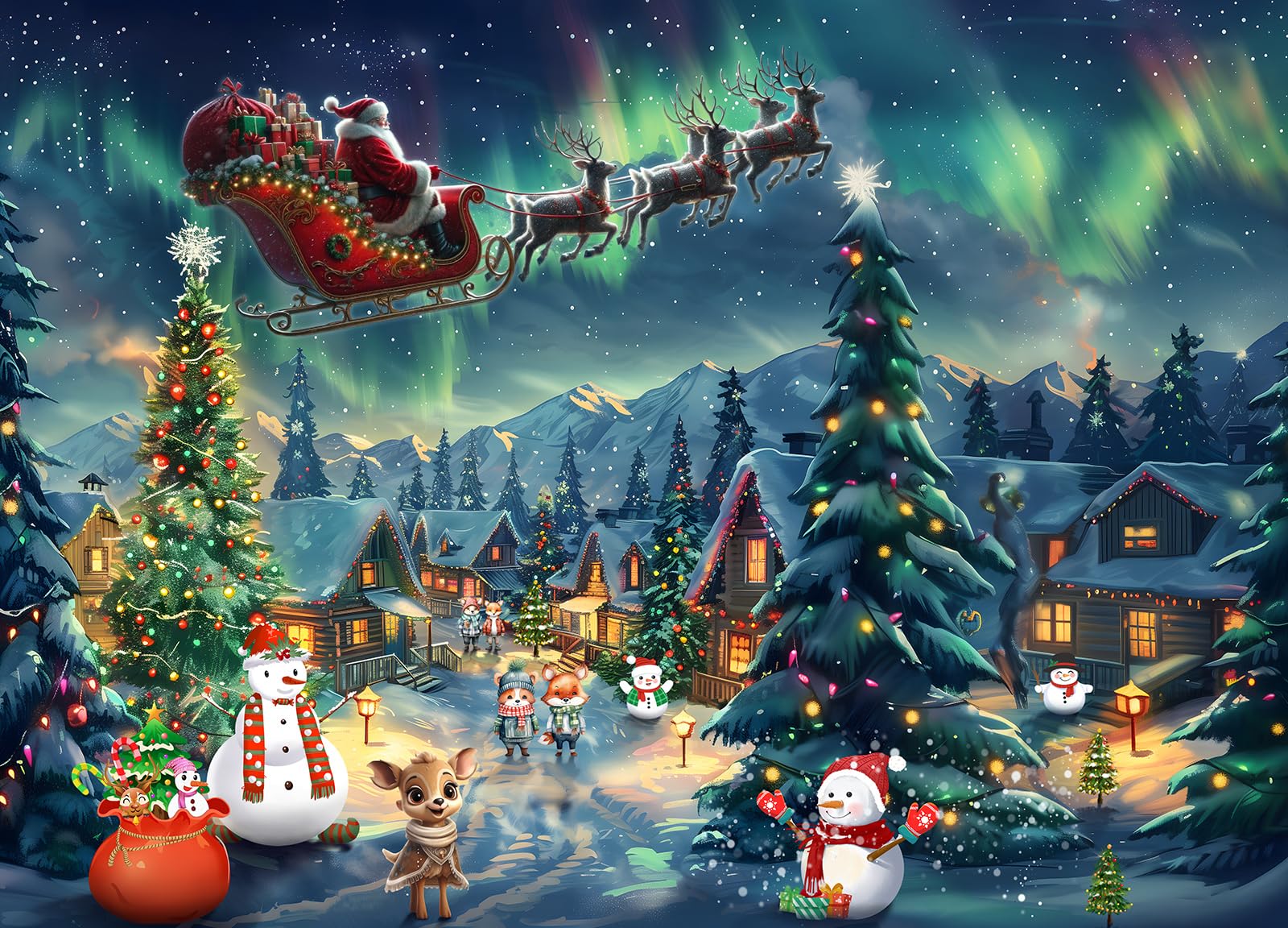 Christmas Northern Lights 500 Piece Jigsaw Puzzles for Adults — image 1