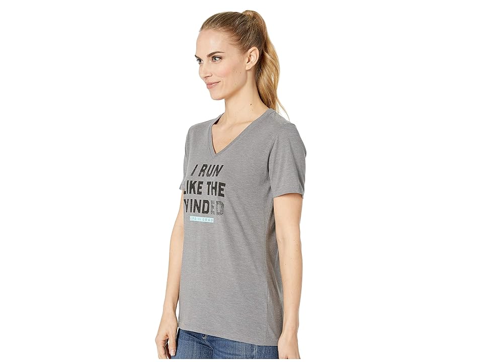 

Life is Good Run Like The Winded Cool Vee (Slate Gray) Women's T Shirt