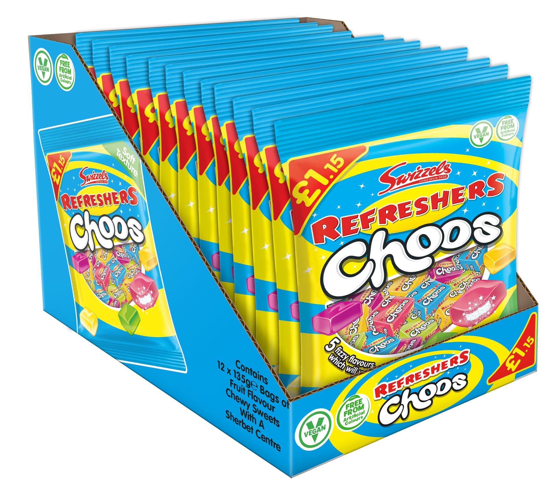Swizzels Refreshers Choos (115g) - A Fruity and Refresher Sweets, Assortment of Chewy Candy