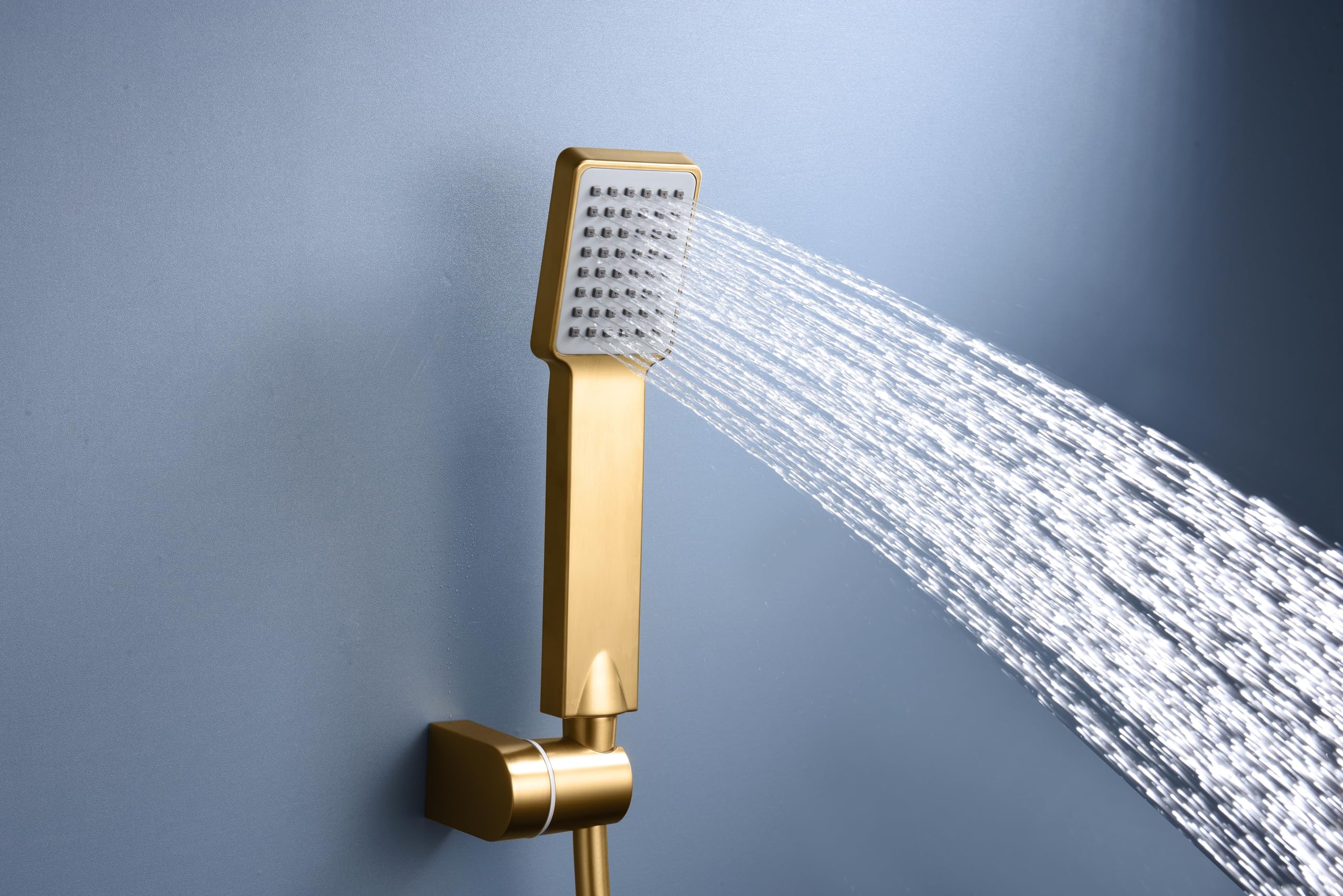 MICE - Grifería monomando para ducha con mango y flexo hecha de latón- Mezclador Monomando para baño con Ducha de Mano Oro Cepillado BDAR025-5OC