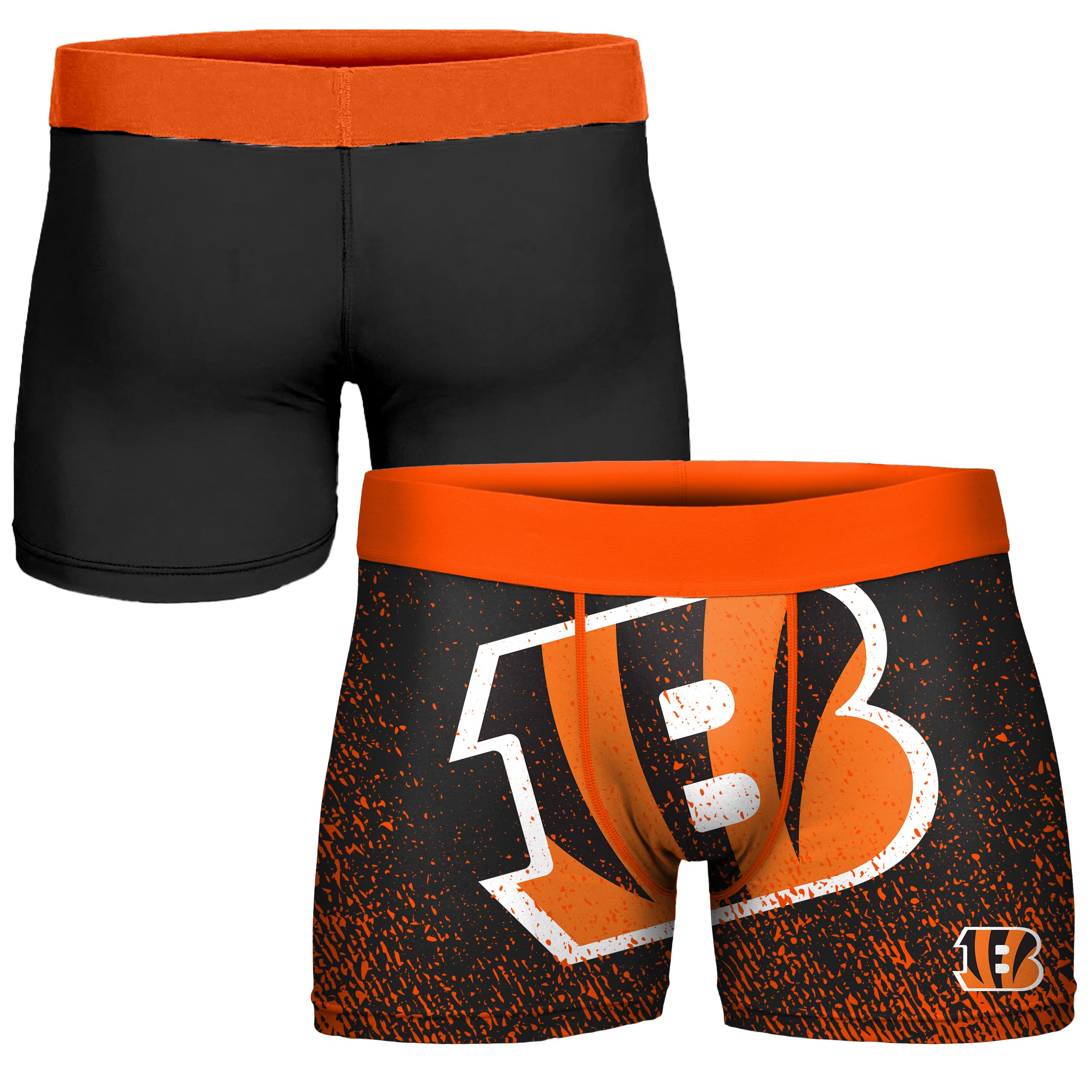 FOCO NFL Men's Officially Licensed Team Color Primary Logo Football Fan Essential Boxer Briefs Underwear - Cincinnati Bengals - Large