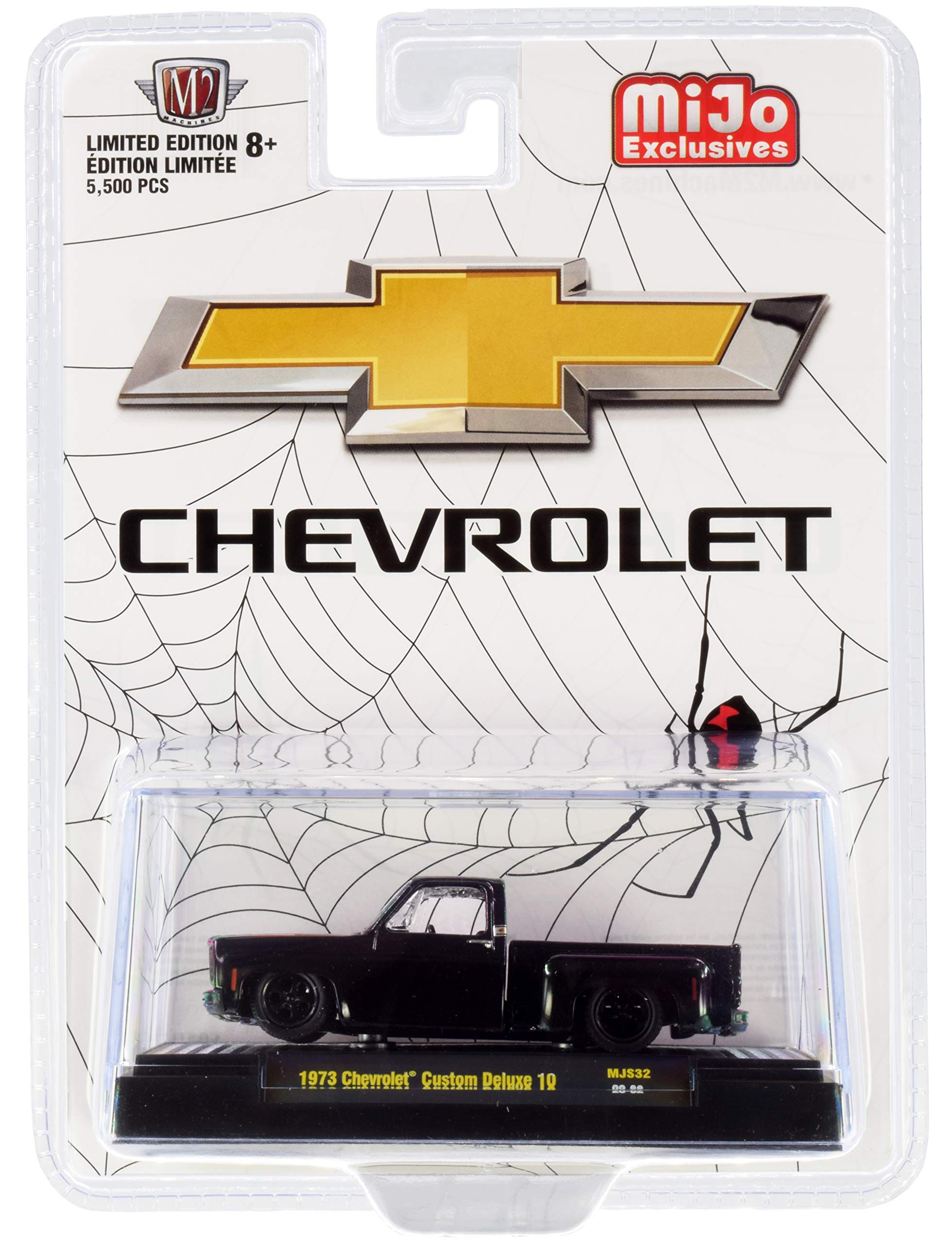 1973 Chevy Custom Deluxe 10 Pickup Truck Black Widow Black Limited