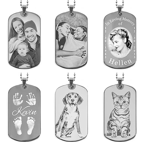 Custom Photo Engraving Dog Tag Necklace - Personalized Jewelry for