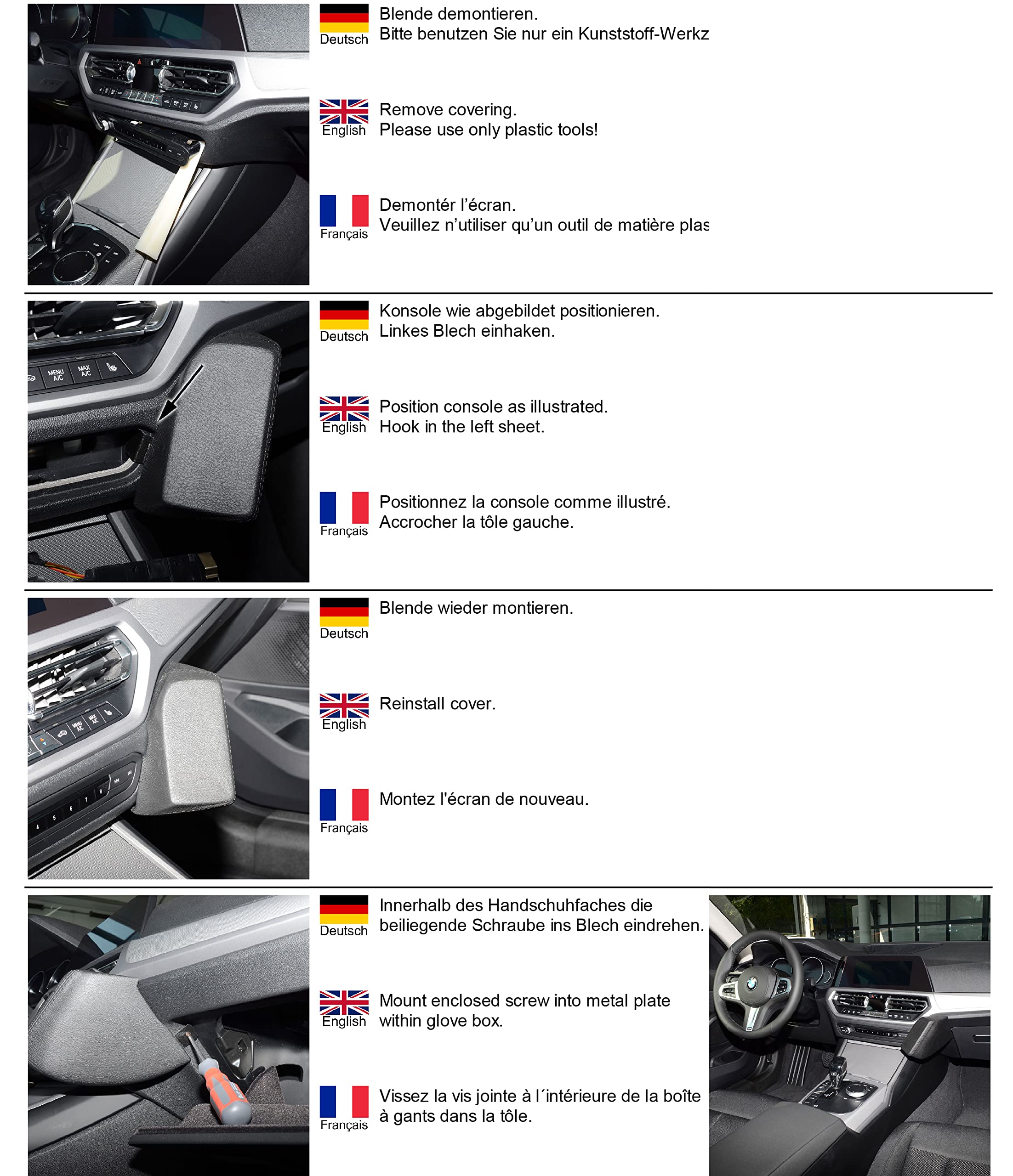 KUDA Uchwyt na telefon komórkowy pasujący do BMW serii 3 od 2019 i ab2022 G20 / BMW i4 - konsola telefonu do smartfonów, telefonów komórkowych, nawigacji i innych – konsola ze sztucznej skóry, czarna,