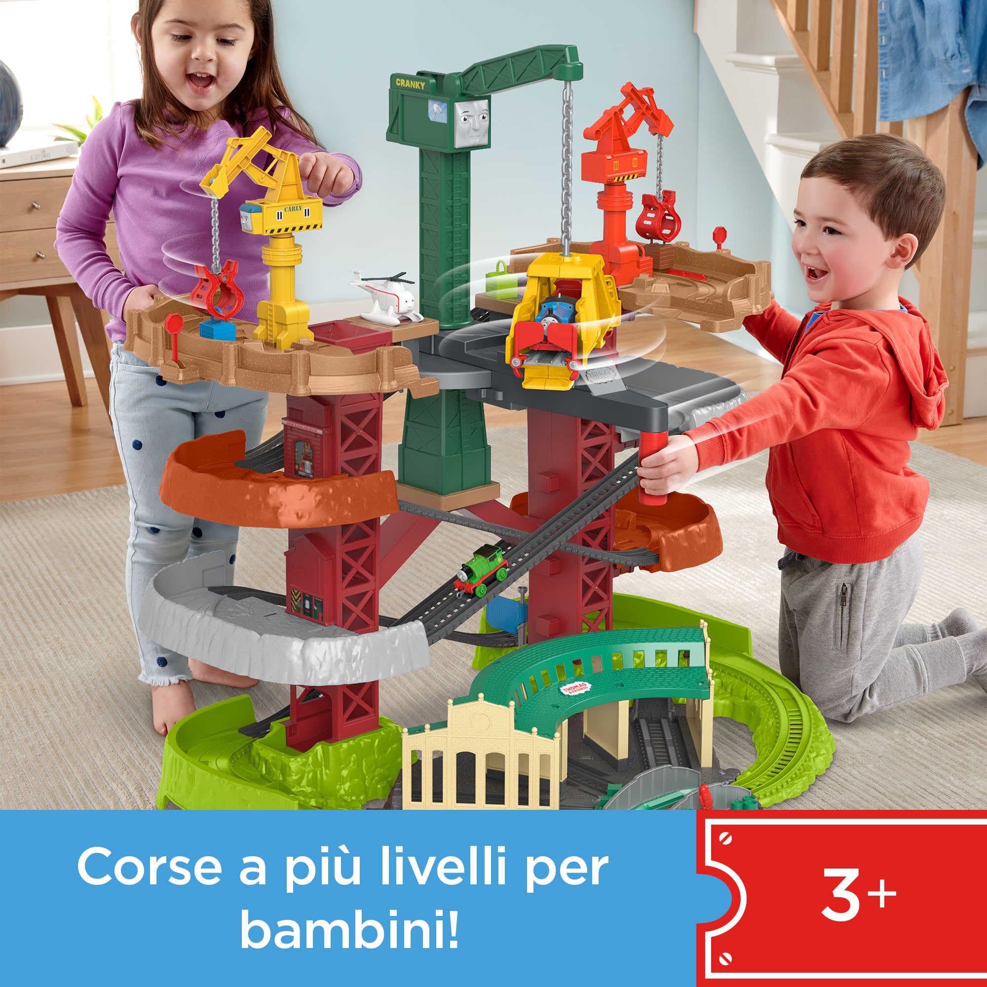 Thomas & Friends - Megatorre di Sodor, playset con pista multinivello e trenino motorizzado inclusi, con i luoghi e personaggi dello show, giocattolo per bambini +3anni, GXH09