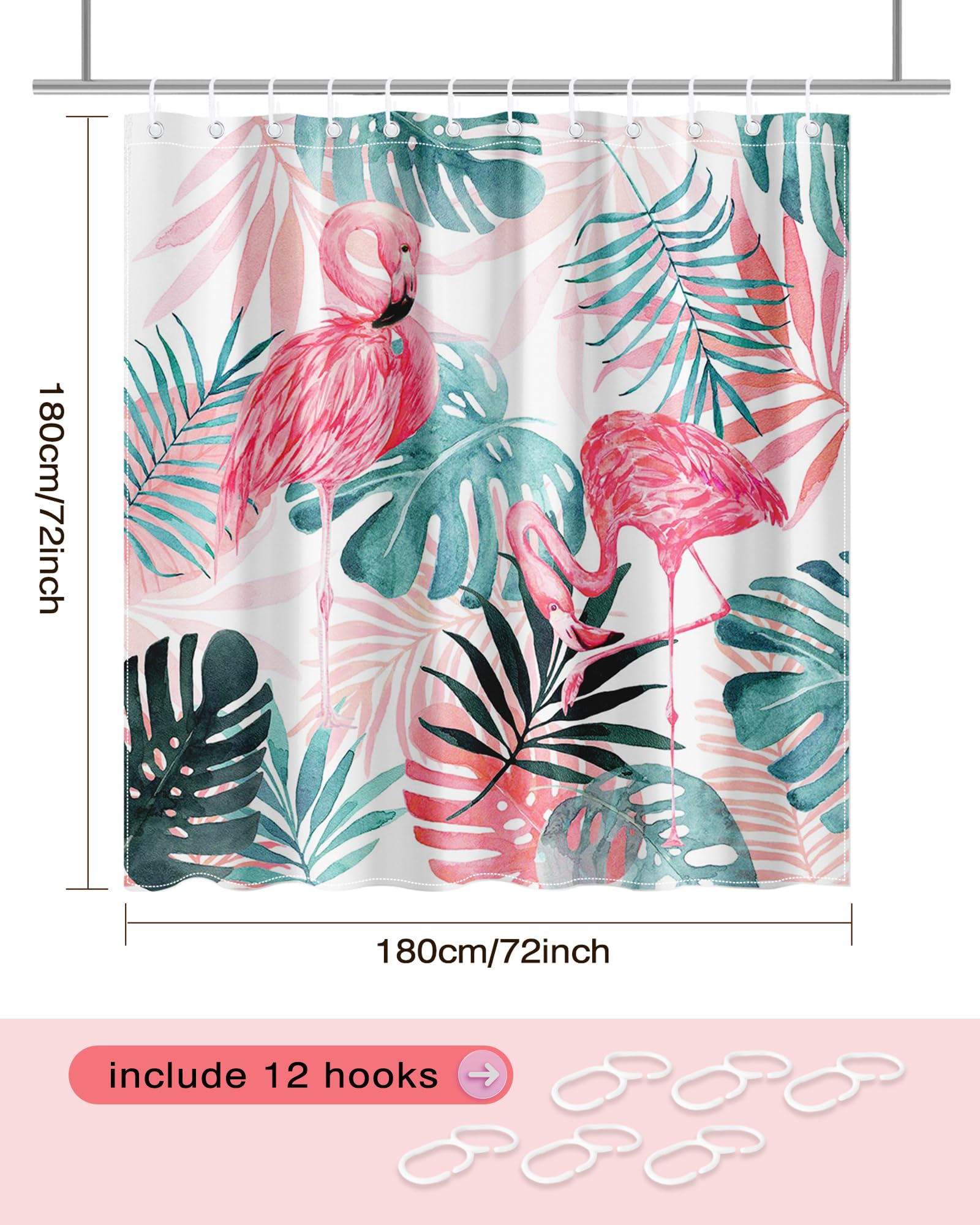 Tenda Rosa Per Doccia Carta Da Parati Foglie Tropicali Verdi E Fiori  Rubicondi Su Sfondo Tenda Doccia Rosa Prezzi, image size:1600x2000