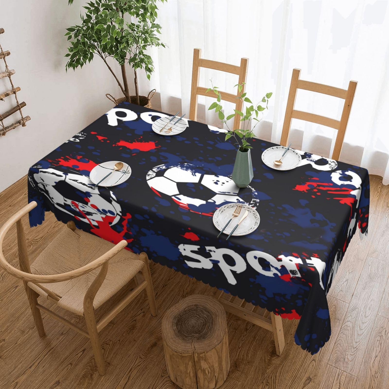 Nappe de table anti-taches football 137x183cm housse de table extérieur